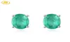 Natural Emerald 1 Carat Silver Stud Earrings Gemstone Classic Elegant Jewelry for Women Wedding Engagement 2106168030906