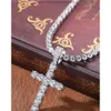 Anhänger Halsketten Kreuz Hip Hop Halskette 4mm 5mm Vvs Moissanit Diamant Tennis Kette 925 Silber für Frauen Männer schmuck ADAI