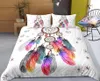 Wit Dreamcatcher-beddengoedset, kingsize geschilderd, eenvoudig 3D-dekbedovertrek Quee8417714