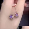 Stud Stud Earrings 14K Solid Gold Amethyt Gemstone Fine Jewelry For Women Luxury Gift 14 K Plated Ear Rings Bohemia Earing Drop De Dhgarden Dho93 240306