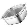 Dinnerware Sets Square Basin Stainless Mixing Bowls Metal Steel Trays Thicken Buffet Server Dish Household Vegetable Washing