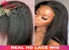 Real HD Lace Full Lace Wig Kinky Straight 100 Virgin Human Raw Hair Yaki Straight Invisible Lace Melt Skins For Black Woman Natur8017216