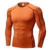 T-shirts pour hommes, vêtements de sport, sweat-shirt de Fitness, Compression, manches longues, extensible, col rond, Rashguard, vente en gros, hauts à séchage rapide