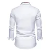Chemises décontractées pour hommes Parklees 2024 Automne Plaid Patchwork Formel pour hommes Slim Manches longues Blanc Bouton Chemise Robe Bureau d'affaires Camisas