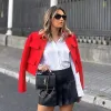 Blazer TRAF Donna Blazer corto rosso Set Pantalone 2023 Autunno Spalline Giacca Donna Maniche lunghe Nuovi cappotti Moda Risvolto Capispalla