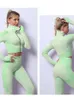 Lu Align Woman Seamless 23st Set Women Workout Outfits Sportswear Gym Fitness Long Sleeve Crop Top High Midist Leggings Sports Suits Jogger Jogger Gry Lemon Lady Gry S