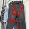 Designer's top original straight leg Ch black jeans High street men's and women's casual leather label washed cross pants