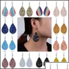 Dangle Chandelier Dangle Chandelier Boucles d'oreilles Bijoux 12 Styles Bohême Goutte d'eau En Cuir Pour Femmes Paillettes Pu Saint Valentin Mode Dhlwx