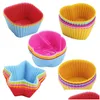 Cupcake 5pc/Lot Sile Cupcake Mold Heart Cakes Muffin Molds Bakeware Non-Stick Heat Motent Reusable Kitchen Cooking Maker Diy Cake D Dhcad