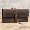 Ręcznie robiona skórzana torba na długopis Retro Vintage Roll Pencil Case Torebka Pachnerza kropla 240222