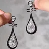 Dangle Küpeler Vintage Rhinestone Siyah Çin Uç Damlası Kadınlar için Yaratıcı Cazibe Estetik Modaya Dönüş