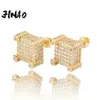 Jinao Hip Hop -mode Iced Out Bling Stud örhängen Micro Pave Cubic Zircon Square Earring For Gift 2106166813107