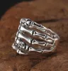 S925 Sterling Silver Fashion Jewelry Thai Silver Japanese Korean Domineering Skull Hand Bone Hollow Ring Joyas de Plata 9258932639