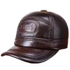 Ball Caps Men's Leather Hat Adult Baseball Cap Genuine Fashion Outdoor Ear Protection Peaked B-7250