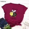 T-Shirts Frühling 100% Baumwolle T-shirt Frau T-shirts Schöne Biene Brief Drucken Hemd ONeck Kurzarm T-shirts Grafik Kawaii Kleidung Cool