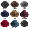 Chapeau en feutre dur Vintage pour hommes et femmes, chapeau Fedora Trilby Panama à large bord, Gangster Cap2546