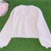 Vesten Zoete Lolita Prinses Gebreid Vest Vrouwen Kawaii Vneck Losse Boog Trui Jas Vrouwelijke Casual Imitatie Nertsen Truien Tops