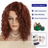 Perruques de cheveux synthétiques Auburn pour femmes vague profonde Bob perruque lâche coiffure côté séparation dames Halloween fête utilisation 240306