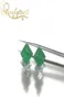 ReaLytrust Fashion 99mm Square Synthesis Colombian Emerald Stud Earrings Silver 925 Jewelly Women Wedding Party 2106184036075