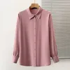 Damenblusen Herbst Büro Dame Bluse Mode Frühling Langarm Chiffon Hemd Casual Tops Lose Kleidung Strickjacke Elegante Blusas 28603