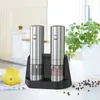 Circle Joy Circle Electric Electric Artelable Mill Pepper and Salt Clrinder with Base Stainsal Steel Automatic Salt Spice Grinder Pepper 240304
