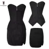 Abiti Corsetto Abito completo disossato di pesce Ett per donna Office Lady Everyday Club Wear Bustier Zip Up Gorset Top Gonna a tubino Taglie forti