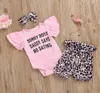 Bebek Tasarımcı Giyim Setleri Yük atanlar Yeni doğmuş bebek marka mektubu baskı ropmers leopar şortu saç aksesuarları çocuklar thress parça96794191790