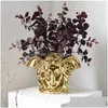 Vases European Style Light Luxury Electroplating Golden Brushed Ceramic Metal Gold Vase Modern Dining Table Home Decoration Wedding Dhyz1