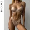 Bras Sets Ellolace Silk Bielizna Sexy bielizna dla drobnych kobiet płynny zestaw staników pożądanie dziewczyna bilizna erotyczny kostium Intymny szampan