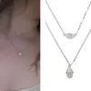 المعلقات 925 Sterling Silver Micro Pave Clear Cz Evil Evil Hand Hamsa Charm Double Layer Chain Necklace for Women Gift Jewelry