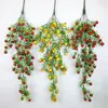 Decorative Flowers 1 Pc Artificial Plant Not Withered No Watering Realistic Decorate Plastic Red Beans Hanging Party Decoration Home