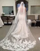 Bröllopstillbehör 2019 Applices Tulle Long Cathedral Wedding Veil Lace Edge Bridal Veil med Cam Veu de Noiva Longo1941229