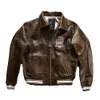 Rust Color LIMITED EDITION CROC ICON JACKET AVIREX Lapel Sheepskin Leather Casual Athletic Coat High Quality Custom Crocodile Jacket Designer Jacket 7 926 387 382