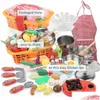 Kitchens Play Food 42 Pcs Pretend Kitchen Toy Children Chef Role Playset Cooking Set Educational Gift For Toddlers Kids Girls Boys Dhbm3