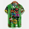 Men's Casual Shirts 2024 Year Shirt 3d Happy Print Hawaiian For Men Colorful Short Sleeve Loose Oversized Top