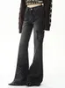 2023 Y2K Streetwear Farfalla Ricamo Vintage Nero Baggy Flare Jeans Pantaloni per le donne Abbigliamento Harajuku Moda Lady Pantaloni 240118 240305