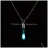 Pendant Necklaces New Glow In The Dark Time Hourglass Pendnat Necklaces Luminous Glass Phosphor Bottle Charm For Women Fashion Jewelry Dhspf