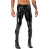 Herren-Hose mit Zweiwege-Reißverschluss im Schritt, Clubwear, Lackleder, Moto-Biker-Röhrenhose, Leggings, Motorrad-Party-Strumpfhose 240315