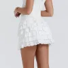 Skirt White Mini Women Sexy Dressing Girls Summer Cake Skirts Tierred Short Kilt Multilayer Crocheted Kawaii Femme