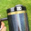 prêt à expédier 40oz multi couleur chatoyant or gobelet de voyage bouteille d'eau thermos quencher avec paille et poignée amovible pour sublimation et laser