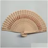 Party Favor Personlig Sandalwood Hand Fan Party Decoration Gift Graverad trä Openwork Folding Handheld Fans Wedding Baby Shower DHQC7