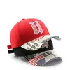 Bollmössor Vintage Alfabetet broderi Cap Washed Cotton Baseball Par Elastic Justerbar Buckle Truck Driver Outdoor Visor