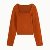 Atmosfär Fake Two Piece Knitwear Spring/Winter Lazy Trendy Square Neck Sweater For High End Women