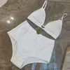 Metal Badge Swimsuit Designer Bikini High Waist Briefs Bra Underwear Sets For Women Fashion Sexy Split Swimwear 7576
