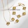 Quatro folhas trevo pulseiras brincos colares conjuntos de jóias designer luxo concha feminino pulseira brinco presentes aniversáriosdec sdec