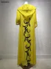 カジュアルドレスエレガントな刺繍フーディードレスドロップショルダービーズスリーブサマーウーマン2024ライニング付きイスラム教徒のルーズマキシロング