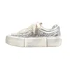 Dress Shoes Sparkling diamond sequin thick soled dirty shoes for women in spring 2024 Dong Jies same style small white sports and casual shoe versionH240306