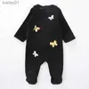 Footies Vestiti per neonato pagliaccetti in velluto per bambini vestiti in velluto nero per bambini pagliaccetto a maniche lunghe per ragazzo e ragazza 0-24 mesi YQ240306