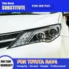 Estilo do carro drl luz de circulação diurna streamer indicador de sinal de volta para toyota rav4 led conjunto do farol 13-16 lâmpada dianteira peças de automóvel