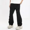 New American style distressed jeans, high street trendy brand loose straight leg men's and women's pants